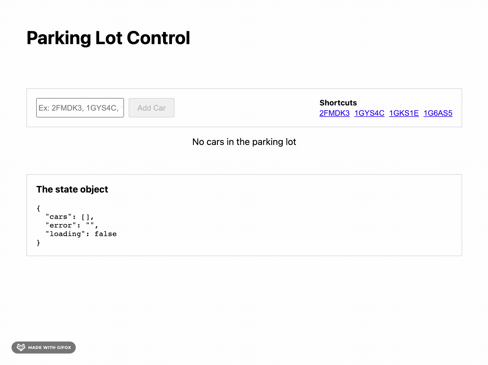 Parking lot app demo