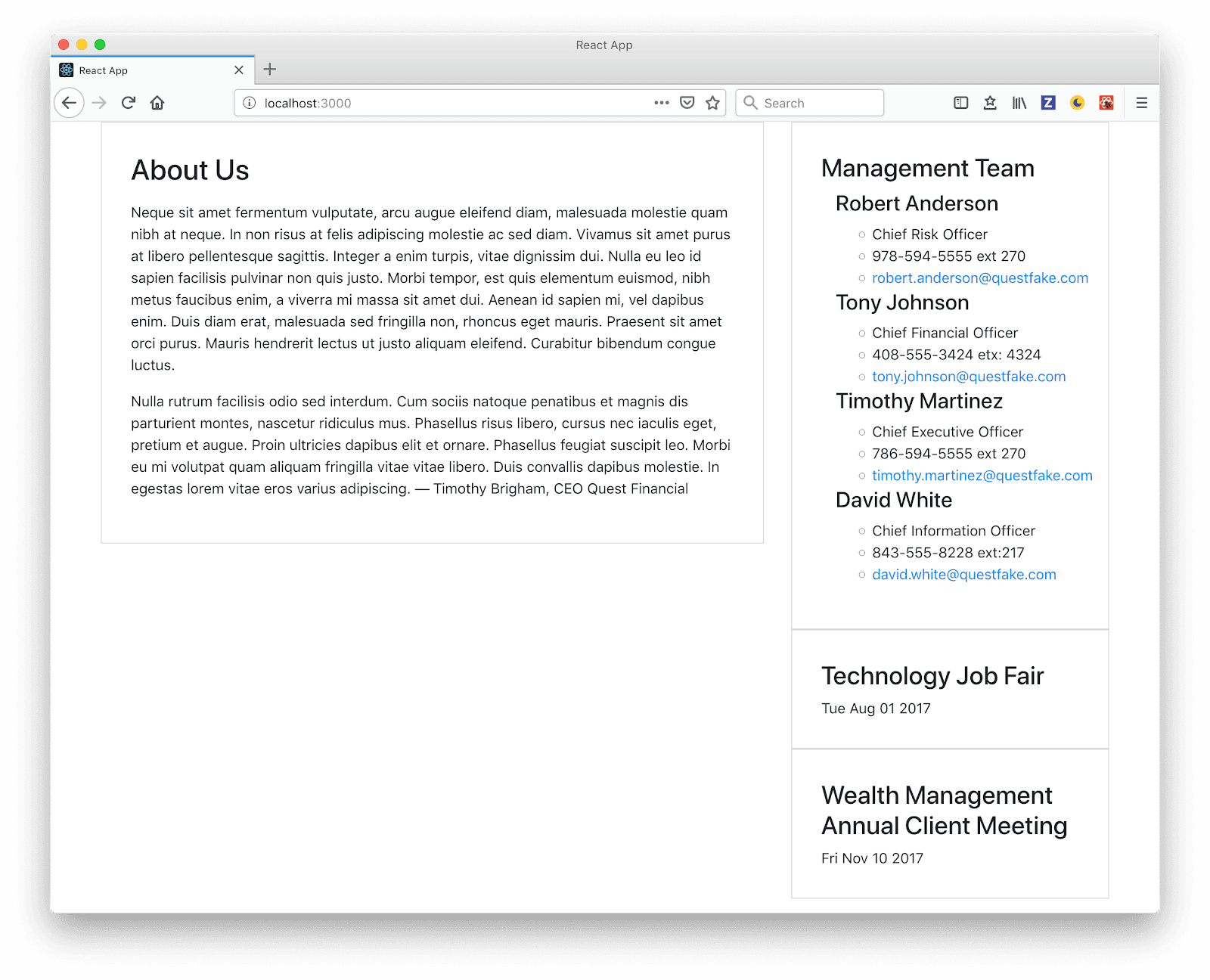 React Single Page App